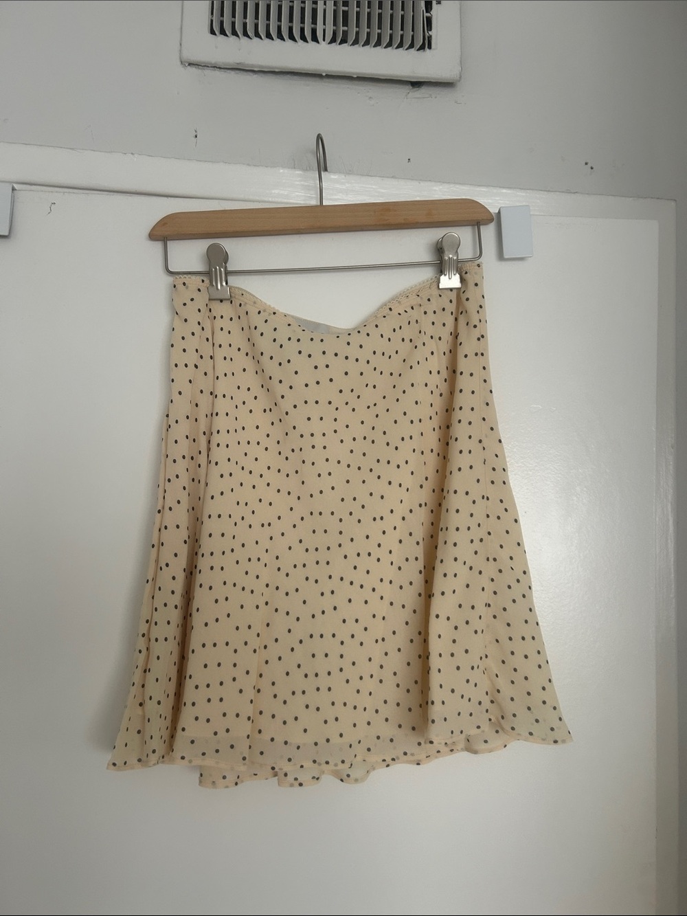 Reformation Cream Polka Dot Skater Skirt